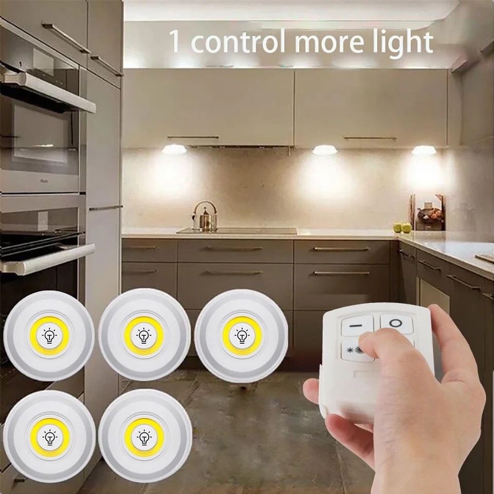 5 LAMPES (1) Lampe LED Sans Fil avec Télécommande – Éclairage à Intensité Variable (5+1Télecommande) – Image 1