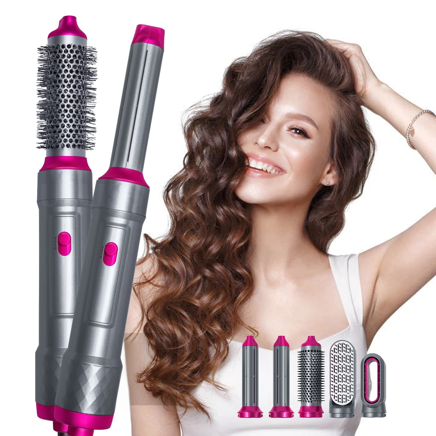 CF9rlX66lHJkhMO4yqhfUXIbWLxEkkxQ087Pinek.jpg 5en1Brosse à cheveux مجفف شعر مع مشط – Image 1