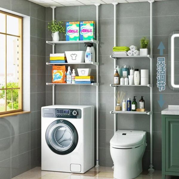 Étagère de rangement sur pied Multifonction Pour toilettes, salle de bain, machine à laver