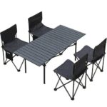 Table de Camping Pliante 5 en 1 avec 4 Chaises et Sac de Transport – Idéale pour Pique-niques et Voyages