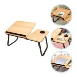 Table multifonctionnelle portable et pliable pour lit et bureau réglable en hauteur avec porte-gobelet pour lit et bureau – Image 5
