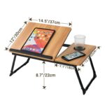 Table multifonctionnelle portable et pliable pour lit et bureau réglable en hauteur avec porte-gobelet pour lit et bureau – Image 3