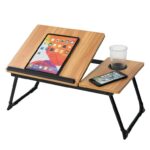 Table multifonctionnelle portable et pliable pour lit et bureau réglable en hauteur avec porte-gobelet pour lit et bureau – Image 2
