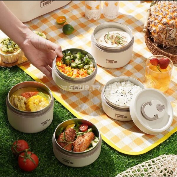 Ensemble de 4 Boîtes Repas Isothermes en Acier Inoxydable 304 avec Sac Isotherme – Lunch Box Multifonction