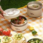 Ensemble de 4 Boîtes Repas Isothermes en Acier Inoxydable 304 avec Sac Isotherme – Lunch Box Multifonction – Image 3