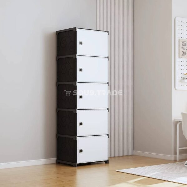 Armoire de Rangement en Plastique Multicouches – Meuble de Rangement Modulable avec Portes Magnétiques