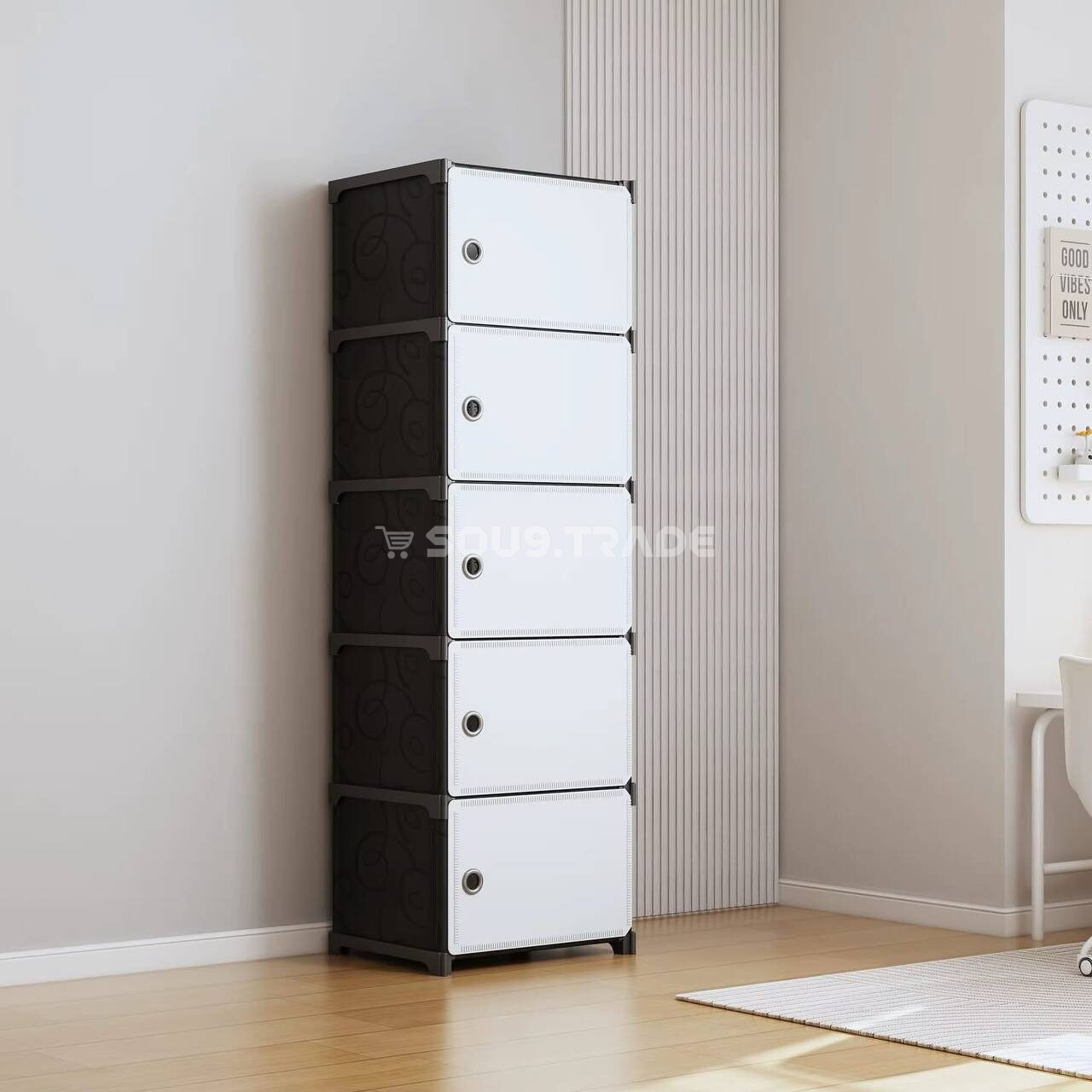 Armoire de Rangement en Plastique Multicouches – Meuble de Rangement Modulable avec Portes Magnétiques (1) Armoire de Rangement en Plastique Multicouches – Meuble de Rangement Modulable avec Portes Magnétiques – Image 1