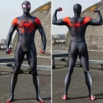 Costume Cosplay Miles Morales Spider-Man Noir & Rouge – Combinaison Zentai 3D avec Masque Intégré pour Halloween, Comic Con et Carnaval – Image 2