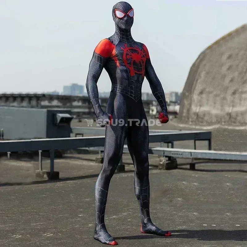 Costume Cosplay Miles Morales Spider-Man Noir & Rouge – Combinaison Zentai 3D avec Masque Intégré pour Halloween, Comic Con et Carnaval (1) Costume Cosplay Miles Morales Spider-Man Noir & Rouge – Combinaison Zentai 3D avec Masque Intégré pour Halloween, Comic Con et Carnaval – Image 1