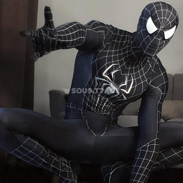 Costume Zentai Noir pour Homme – Combinaison Cosplay Intégrale avec Masque pour Halloween, Carnaval et Anime