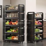 Étagère de Rangement Mobile Multifonction à Roulettes – Organisateur de Cuisine à Plusieurs Niveaux pour Fruits, Légumes et Épicerie