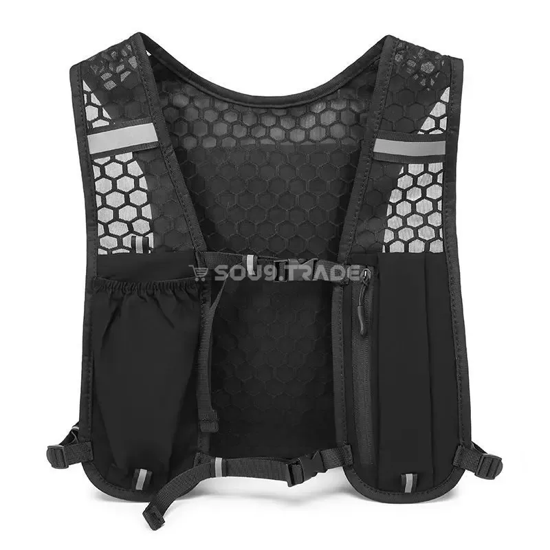 Gilet de sport et fitness pour course en plein air multi-poches (1) Gilet de Running Léger Multi-Poches – Sac de Poitrine Ajustable avec Support Téléphone et Porte-Bouteille d'Eau – Image 1