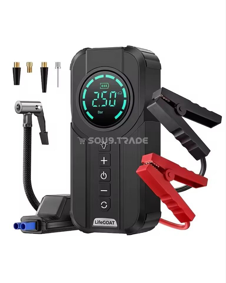 Jump Starter & Air Compressor 1000A (6) Démarreur de Batterie 1000A avec Compresseur d'Air 150 PSI – Booster de Voiture Portable 2 en 1 – Image 1