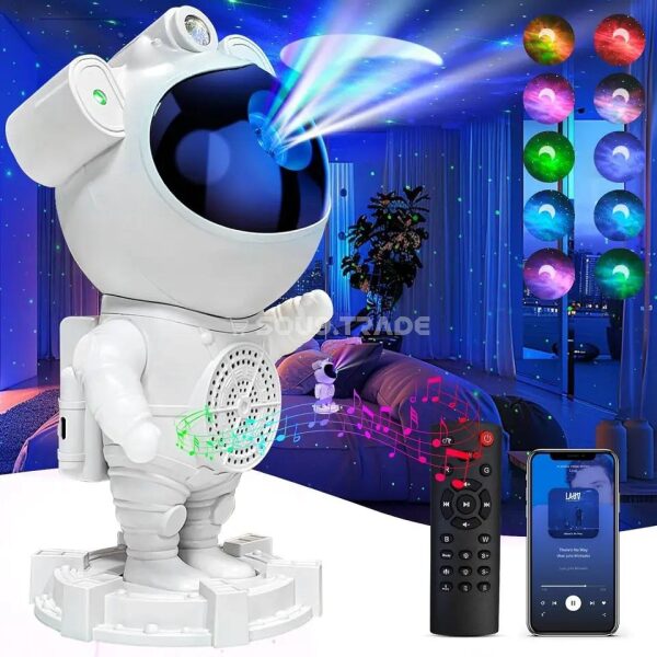 Lampe Astronaute Galaxy avec Haut-Parleur Bluetooth et Télécommande – Veilleuse LED Multicolore Projecteur d'Ambiance