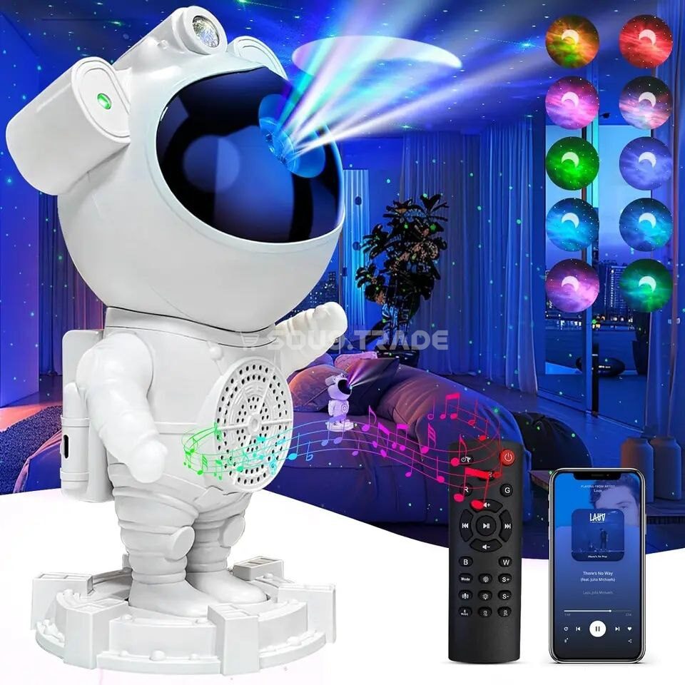 Lampe Astronaute Galaxy (1) Lampe Astronaute Galaxy avec Haut-Parleur Bluetooth et Télécommande – Veilleuse LED Multicolore Projecteur d'Ambiance – Image 1