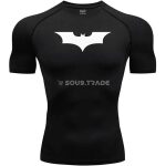 T-Shirt de Compression Batman Homme – Haut de Sport Noir avec Logo Chauve-Souris pour Musculation, Fitness et Running