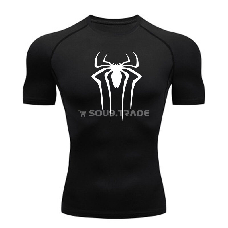 T-Shirt de Compression Spider Homme à Manches Courtes – Haut de Sport Respirant à Séchage Rapide pour Fitness, Musculation et Running T-Shirt de Compression Spider Homme à Manches Courtes – Haut de Sport Respirant à Séchage Rapide pour Fitness, Musculation et Running – Image 1