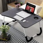 Table d'Ordinateur Portable Pliante en Bois – Bureau Pliable avec Support Téléphone, Porte-Gobelet et Porte-Stylo – Image 6