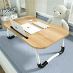 Table d'Ordinateur Portable Pliante en Bois – Bureau Pliable avec Support Téléphone, Porte-Gobelet et Porte-Stylo – Image 7