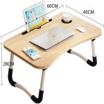 Table d'Ordinateur Portable Pliante en Bois – Bureau Pliable avec Support Téléphone, Porte-Gobelet et Porte-Stylo – Image 10