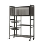 Organisateur de Cuisine Mobile 5 Niveaux avec Roulettes et Cabinet Coulissant – Image 2