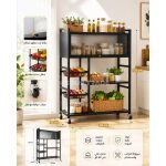 Organisateur de Cuisine Mobile 5 Niveaux avec Roulettes et Cabinet Coulissant – Image 6