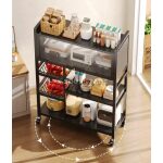 Organisateur de Cuisine Mobile 5 Niveaux avec Roulettes et Cabinet Coulissant – Image 3