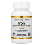 California Gold Nutrition Ferrochel Iron 36 mg – Fer Bisglycinate 90 Capsules