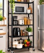 Étagère de Rangement Pliante 5 Niveaux avec Roulettes – Rack Métallique