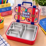Lunch Box Scolaire Enfant SUS 304 – Boîte Repas Inox 3 Compartiments avec Couverts – Image 2