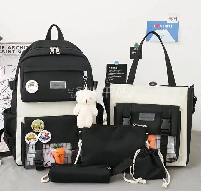 Pack Sac à Dos 5-en-1 Grande Capacité – Set Scolaire Oxford avec Cabas et Trousse (1) Pack Sac à Dos 5-en-1 Grande Capacité – Set Scolaire Oxford avec Cabas et Trousse – Image 1